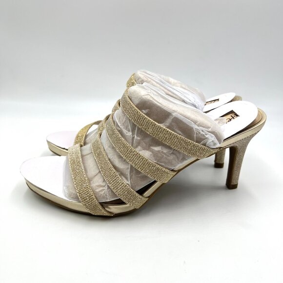 Lifestride Womens Size 7.5 Marquee Platino‎ Gold Dress Sandals Heels Shoes NEW - Picture 4 of 14